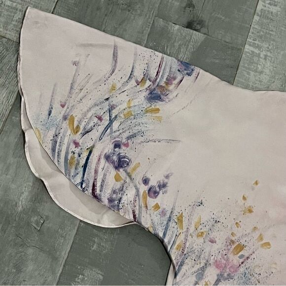 Boho 100% Silk Pink Scoop Neck Fairy Butterfly Sleeve Asymmetrical Mini Dress XS - Picture 10 of 15